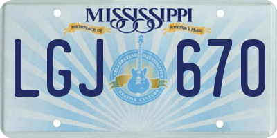 MS license plate LGJ670