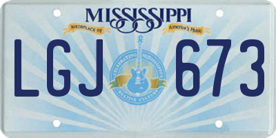 MS license plate LGJ673
