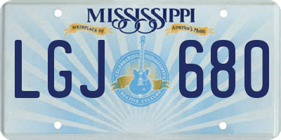MS license plate LGJ680