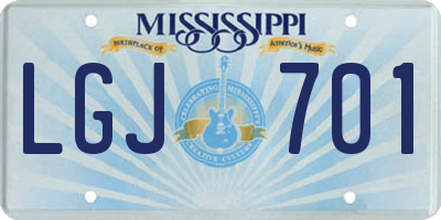 MS license plate LGJ701
