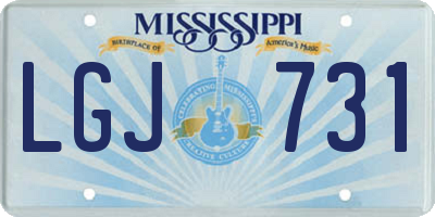 MS license plate LGJ731