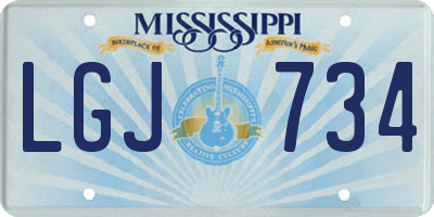 MS license plate LGJ734