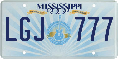MS license plate LGJ777