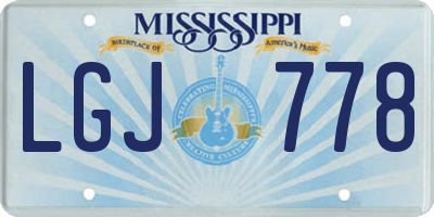 MS license plate LGJ778