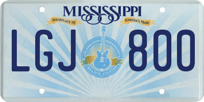 MS license plate LGJ800