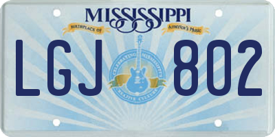 MS license plate LGJ802