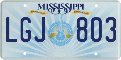 MS license plate LGJ803