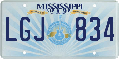 MS license plate LGJ834
