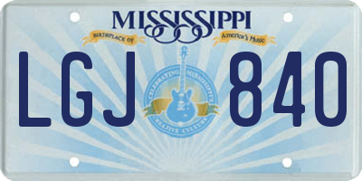MS license plate LGJ840
