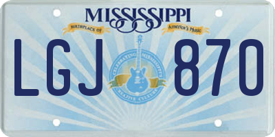 MS license plate LGJ870