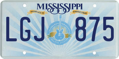 MS license plate LGJ875