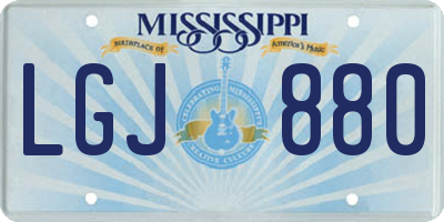 MS license plate LGJ880