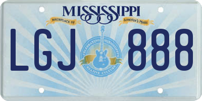 MS license plate LGJ888