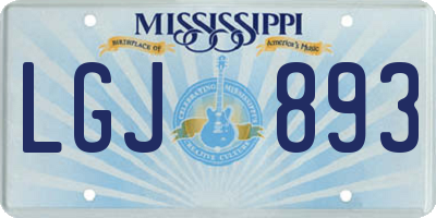 MS license plate LGJ893