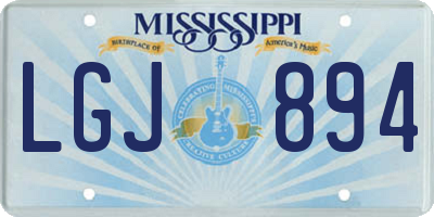 MS license plate LGJ894