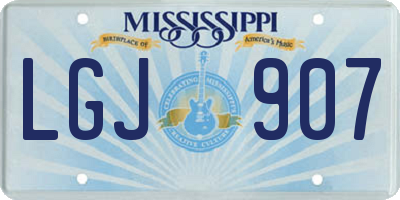 MS license plate LGJ907