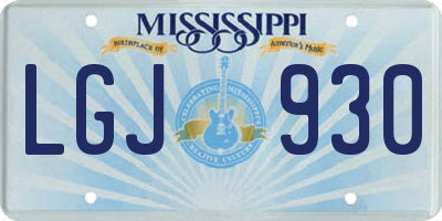 MS license plate LGJ930
