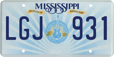 MS license plate LGJ931
