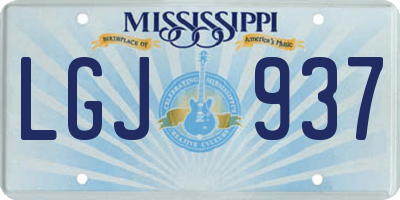 MS license plate LGJ937