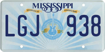 MS license plate LGJ938