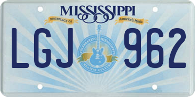 MS license plate LGJ962