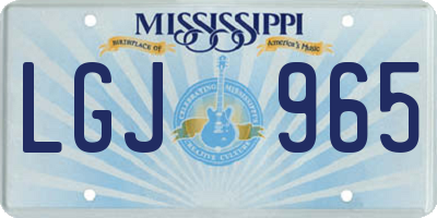 MS license plate LGJ965