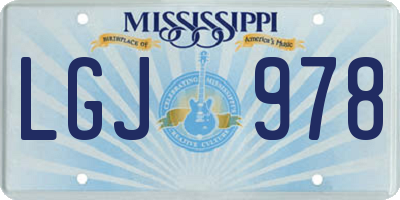 MS license plate LGJ978