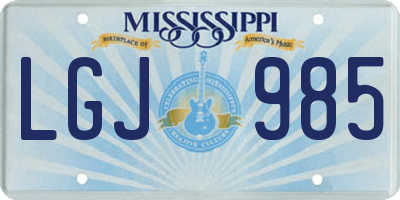 MS license plate LGJ985