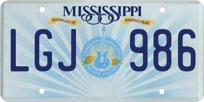 MS license plate LGJ986