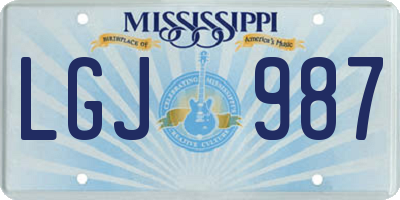MS license plate LGJ987