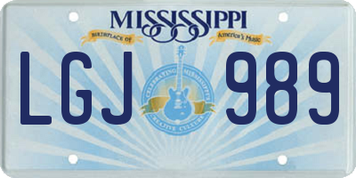 MS license plate LGJ989