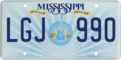 MS license plate LGJ990