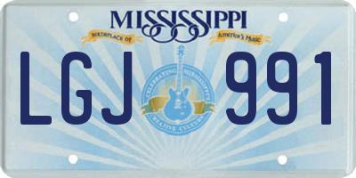 MS license plate LGJ991