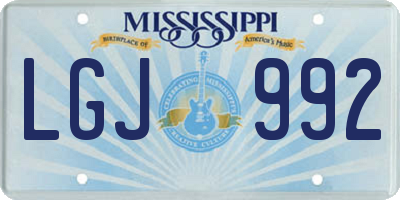 MS license plate LGJ992