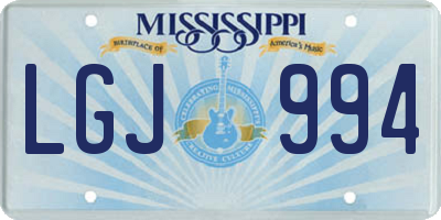 MS license plate LGJ994