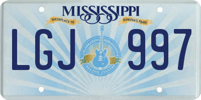 MS license plate LGJ997