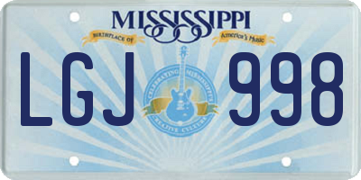 MS license plate LGJ998