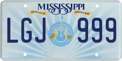 MS license plate LGJ999