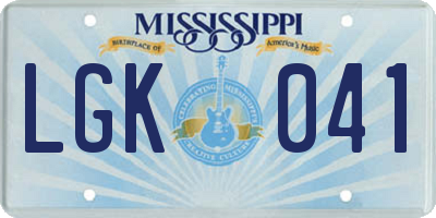 MS license plate LGK041