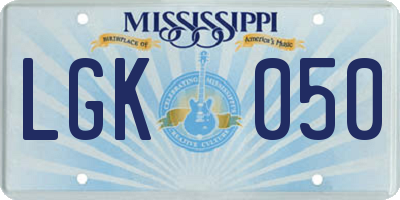 MS license plate LGK050