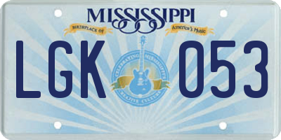 MS license plate LGK053