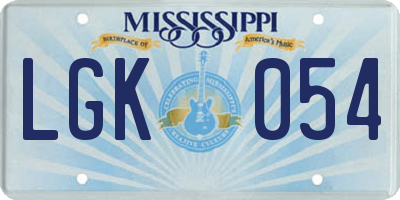 MS license plate LGK054