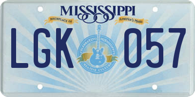 MS license plate LGK057