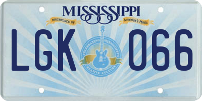 MS license plate LGK066