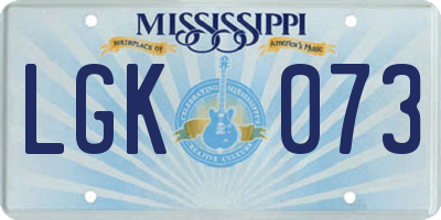 MS license plate LGK073