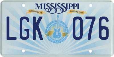 MS license plate LGK076