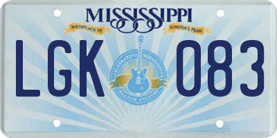 MS license plate LGK083