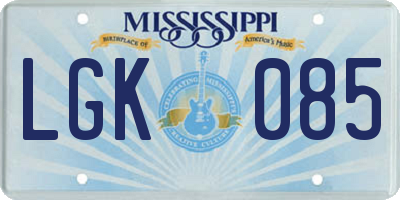 MS license plate LGK085
