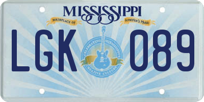 MS license plate LGK089