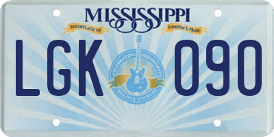MS license plate LGK090